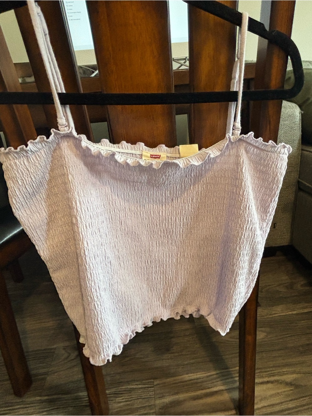 Levi's Light Lavender Smocked Cami with Ruffle Trim